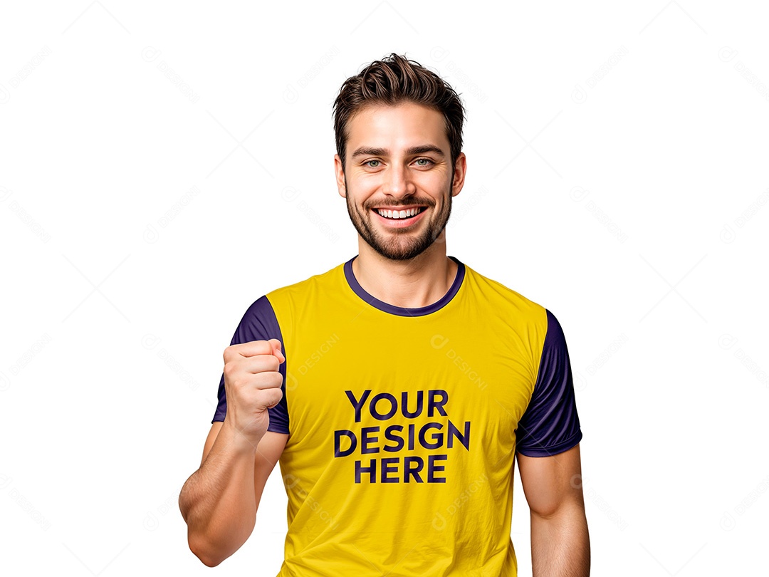 Jovem Camiseta Mockup PSD Editável