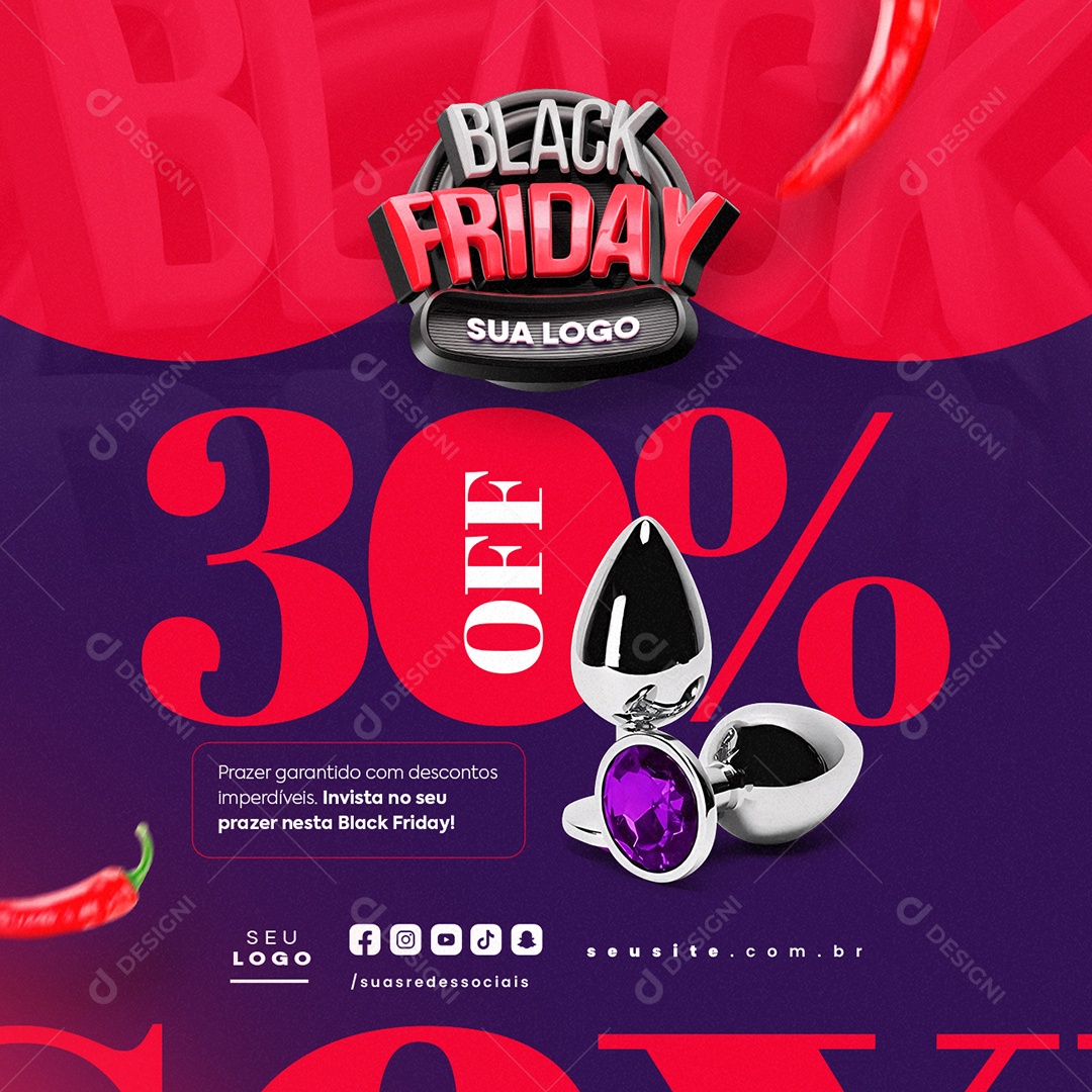 Sex Shop Black Friday 30% OFF Social Media PSD Editável
