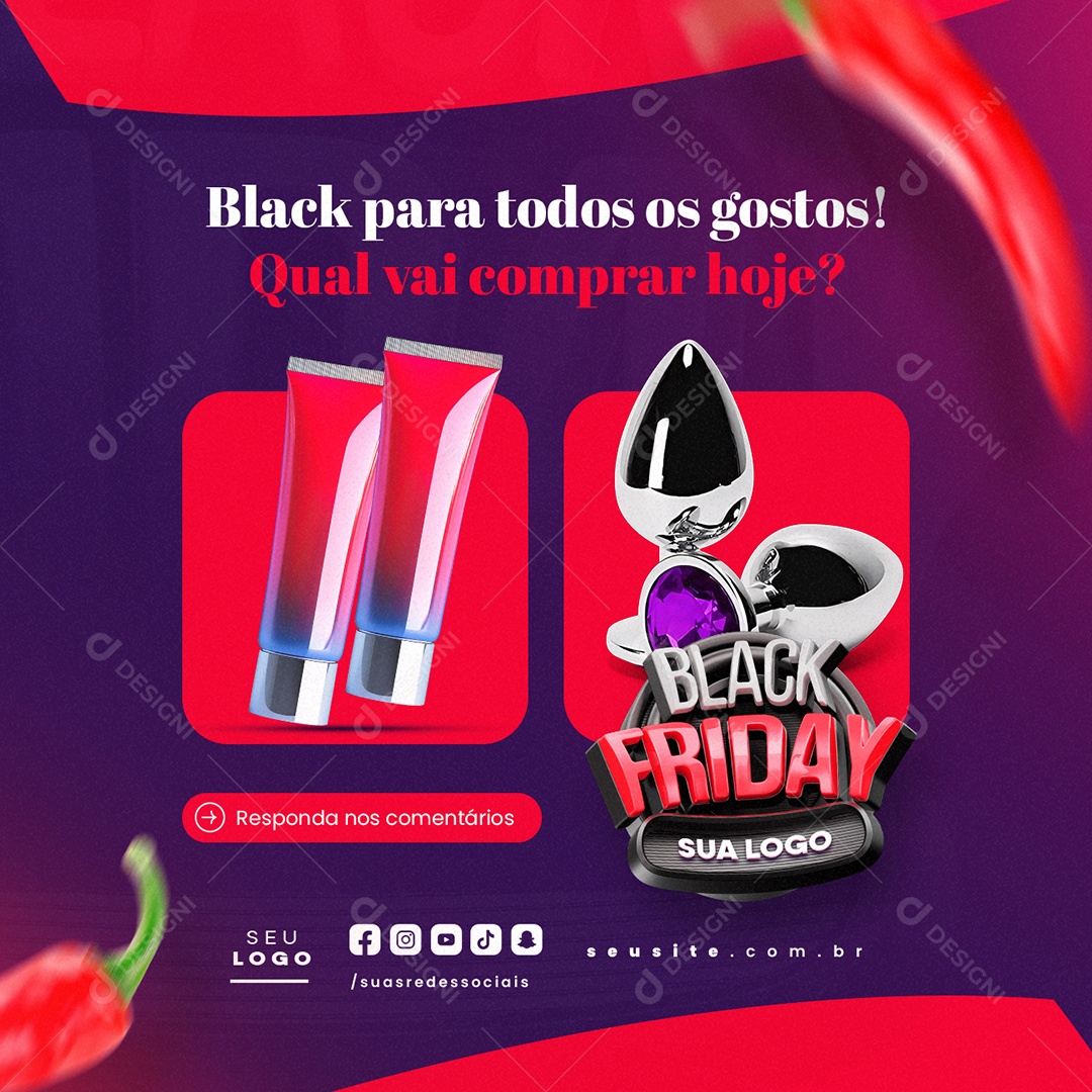 Sex Shop Black Para Todos Social Media PSD Editável