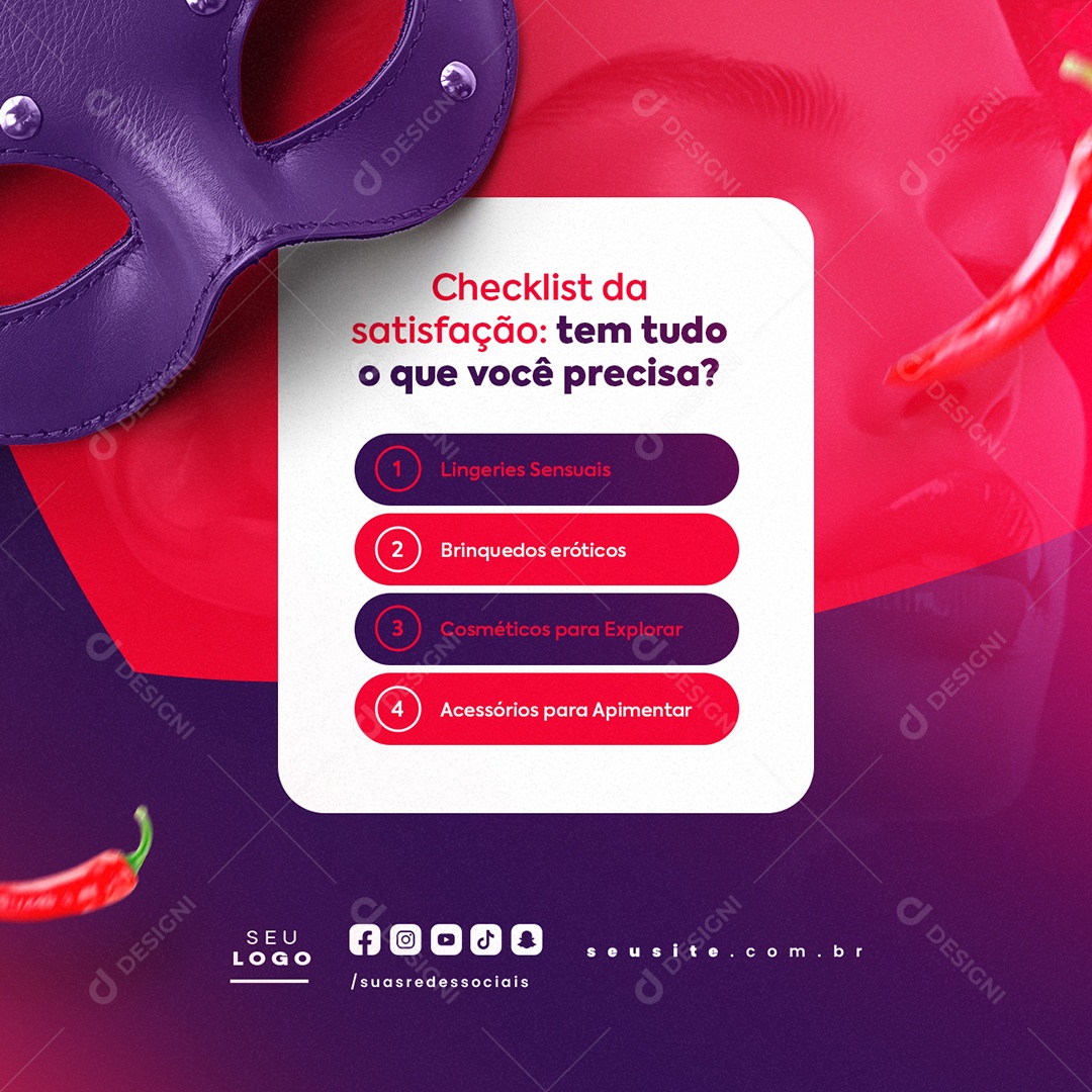 Sex Shop Checklist da Satisfação Social Media PSD Editável
