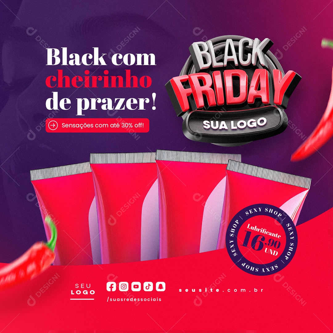 Sex Shop Black Com Cheirinho Do Prazer Social Media PSD Editável
