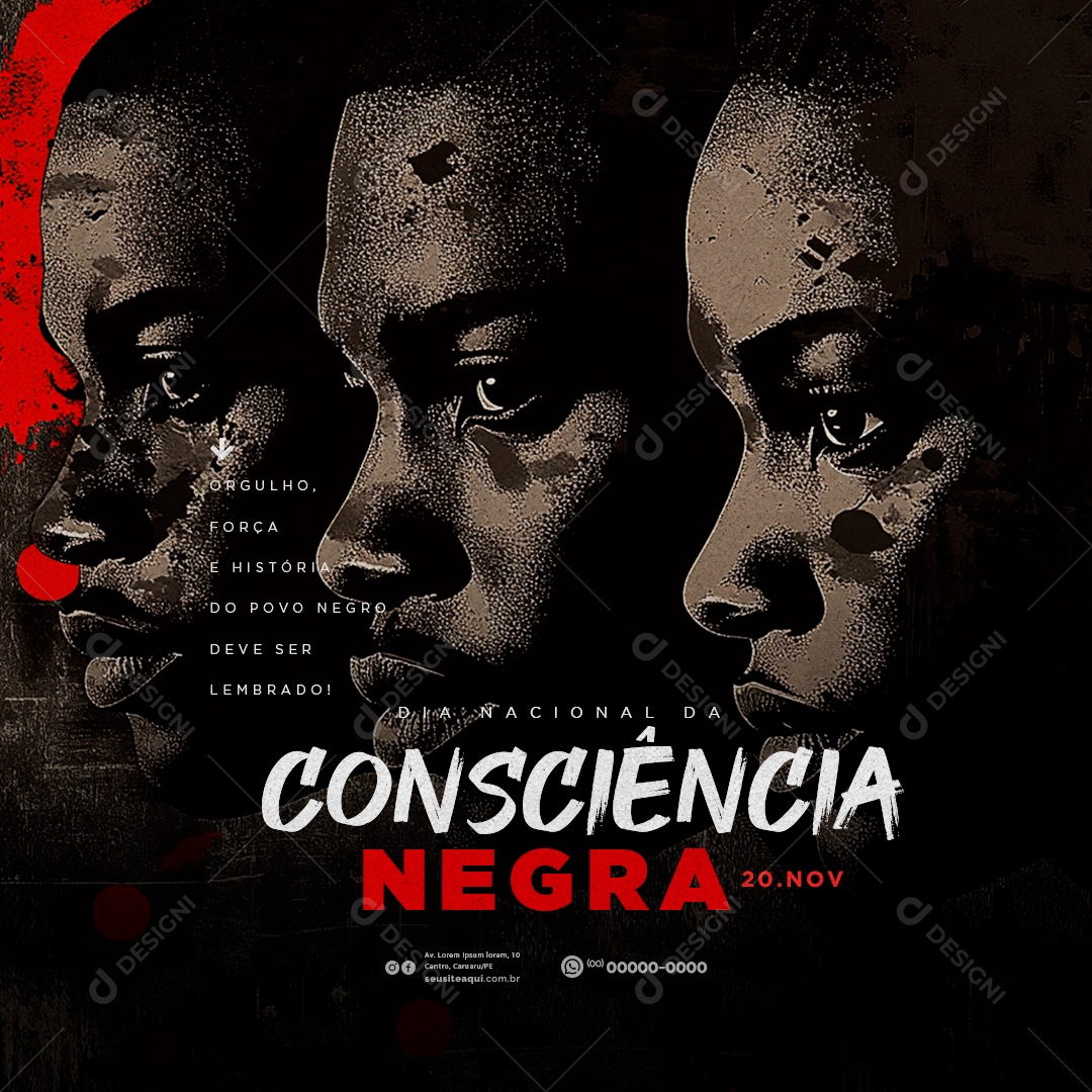 Dia da Consciência Negra 20 de Novembro Social Media PSD Editável