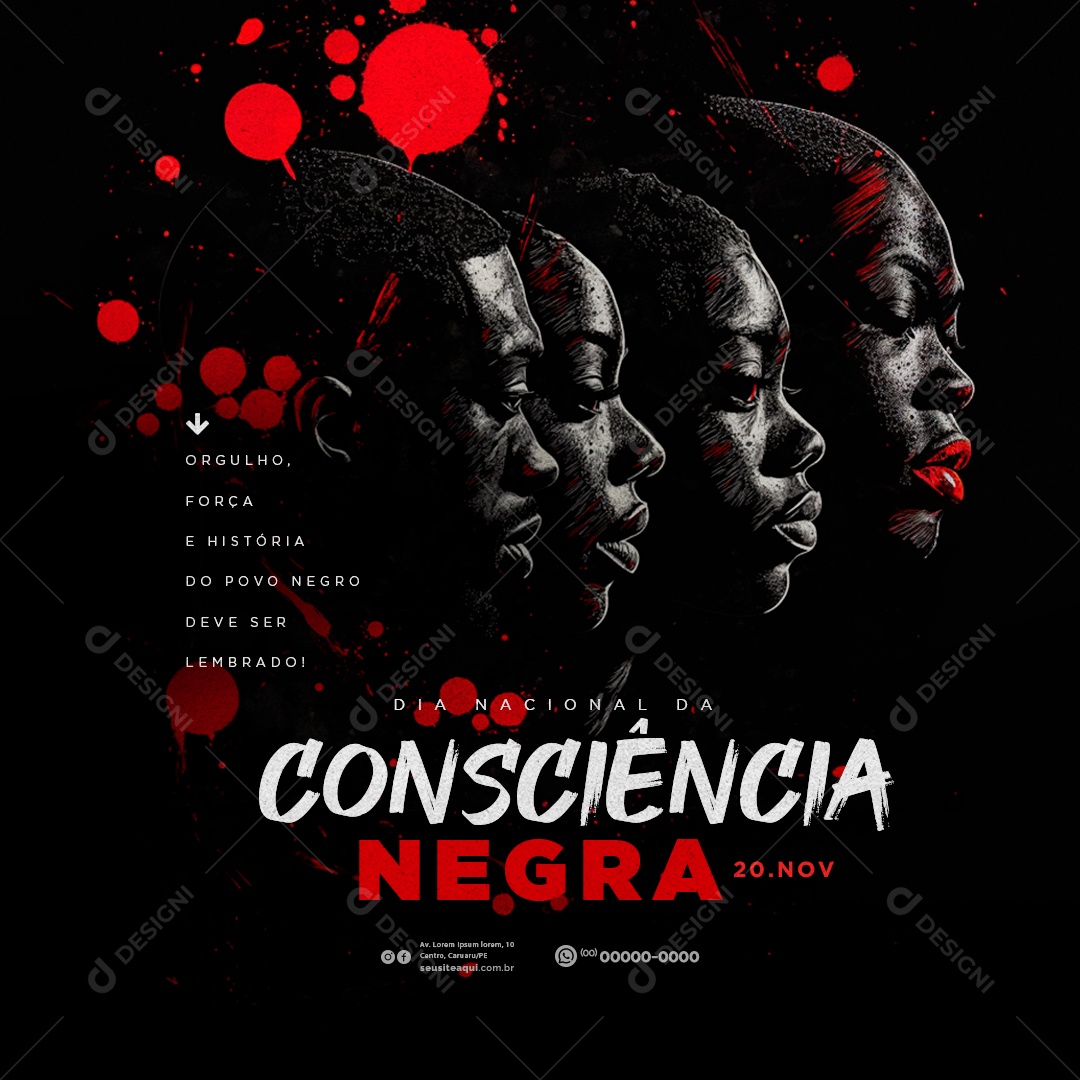 Dia da Consciência Negra 20 de Novembro Social Media PSD Editável