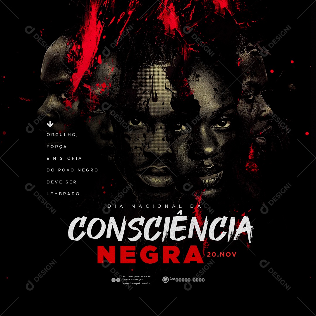 Dia da Consciência Negra 20 de Novembro Social Media PSD Editável