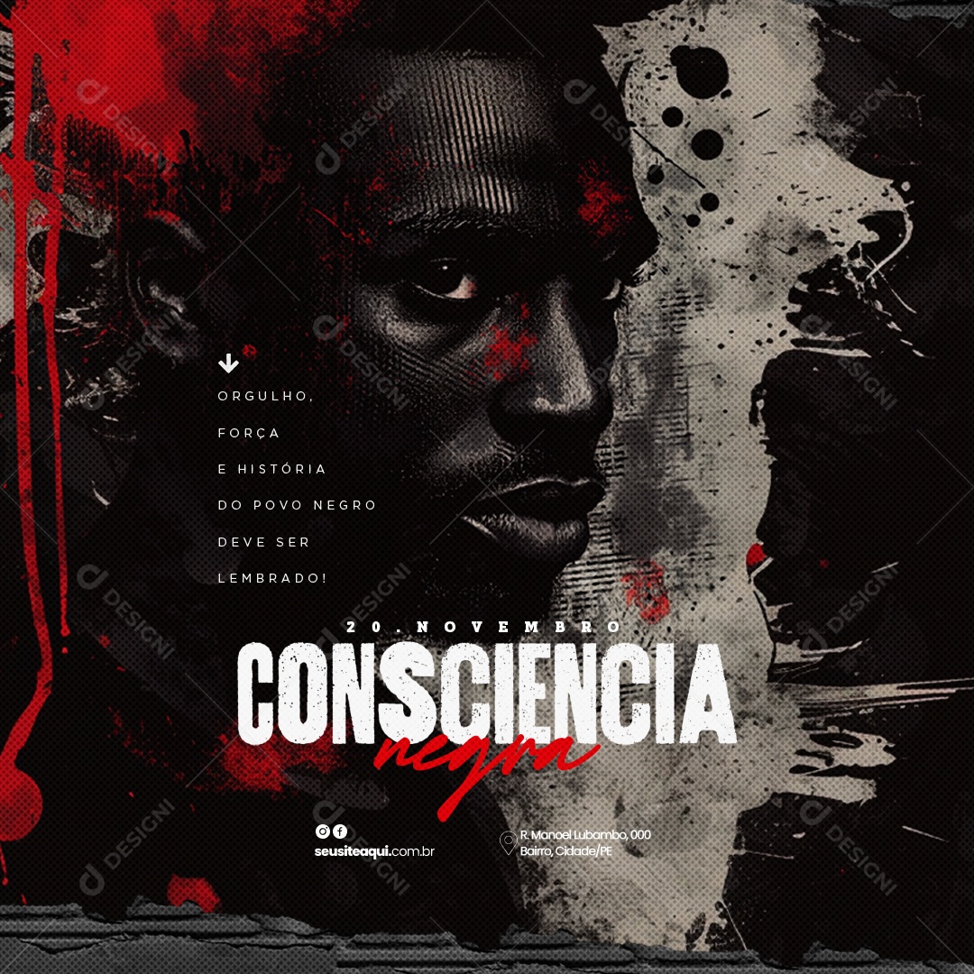Dia da Consciência Negra 20 de Novembro Social Media PSD Editável