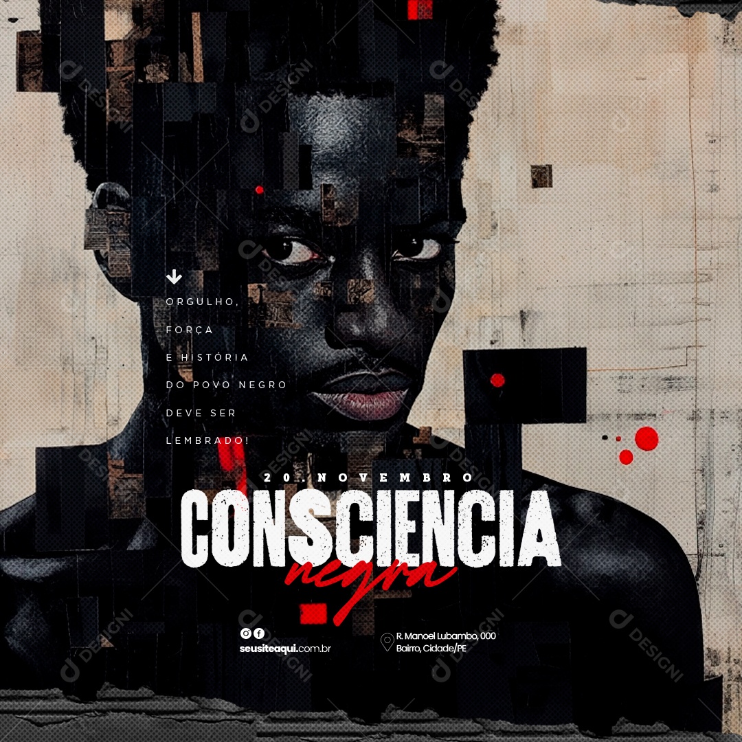 Dia da Consciência Negra 20 de Novembro Social Media PSD Editável