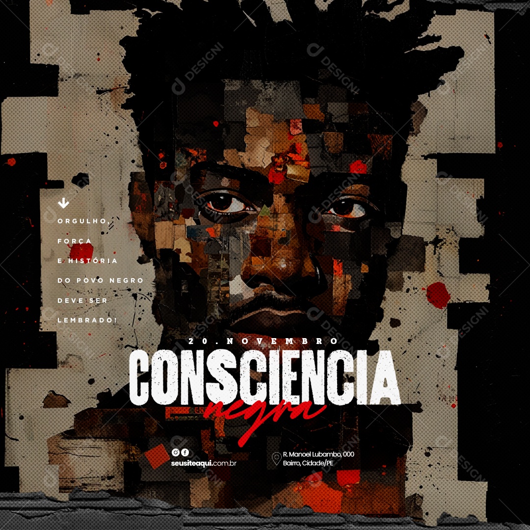 Dia da Consciência Negra 20 de Novembro Social Media PSD Editável