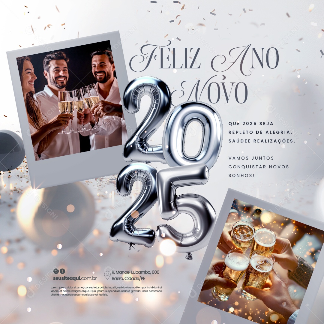 Happy 2025 New Year January 01 Social Media PSD Editable