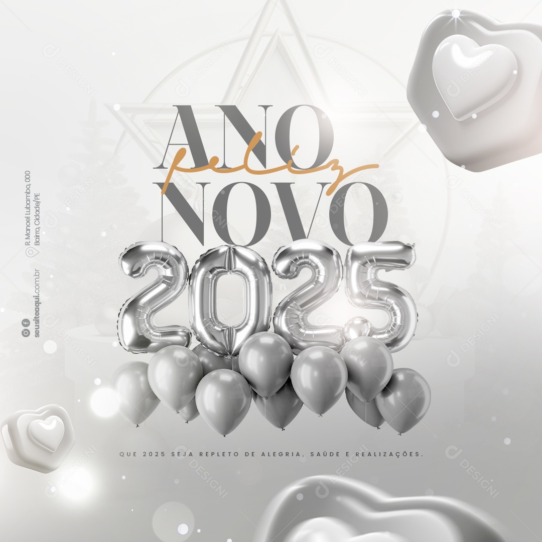 Feliz 2025 Ano Novo 01 de Janeiro Social Media PSD Editável