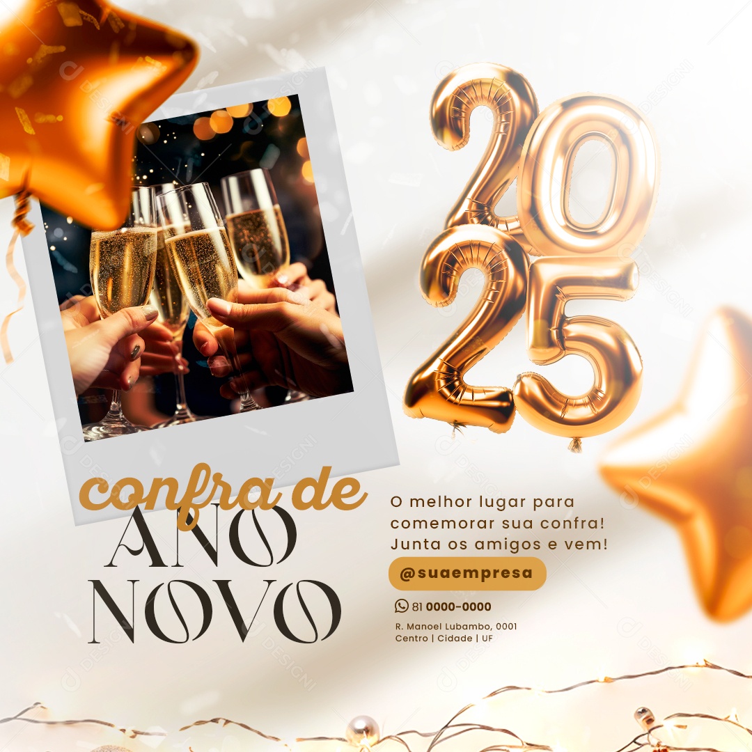 Convite de Confraternização de Fim de Ano 2025 Social Media PSD Editável