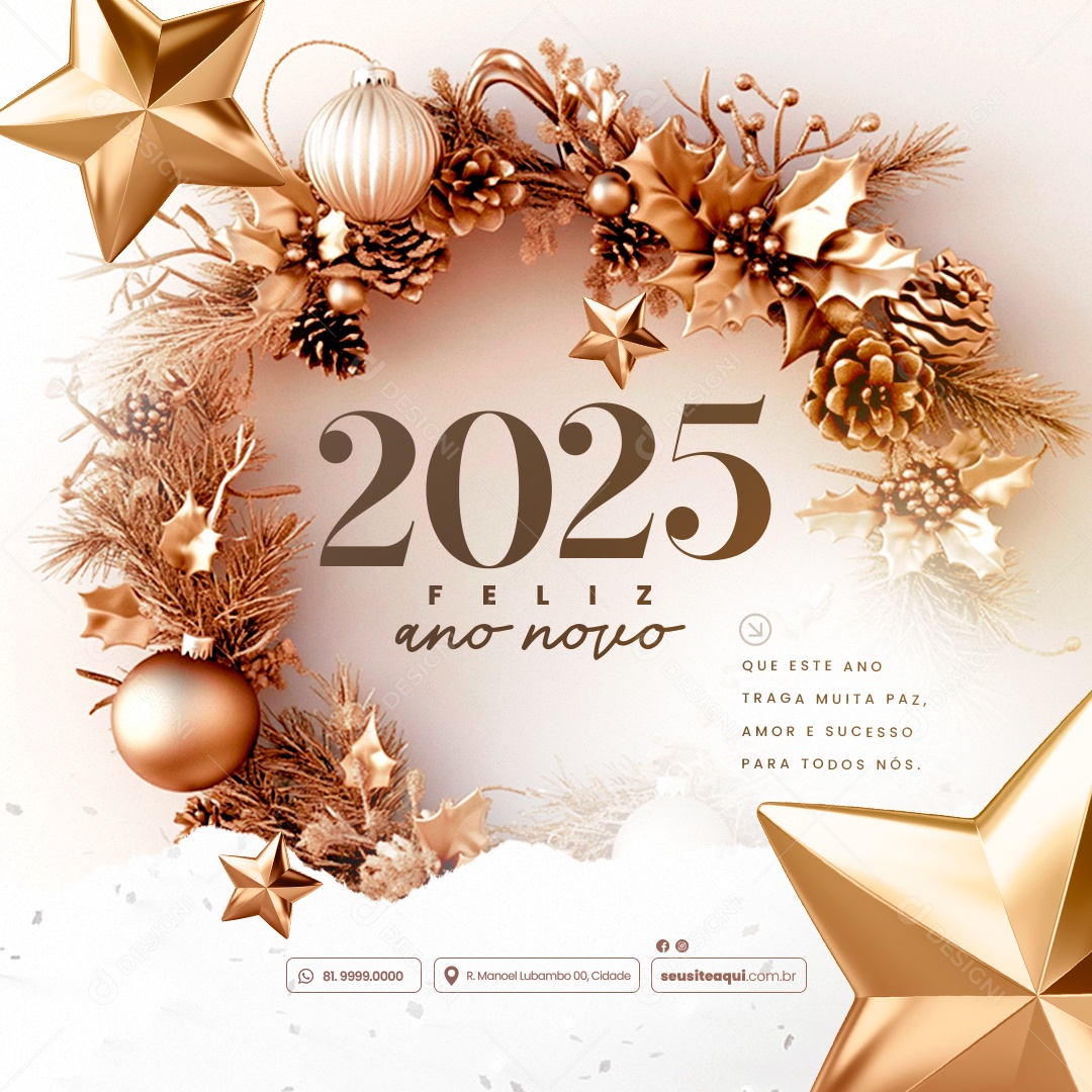 Feliz 2025 Ano Novo 01 de Janeiro Social Media PSD Editável