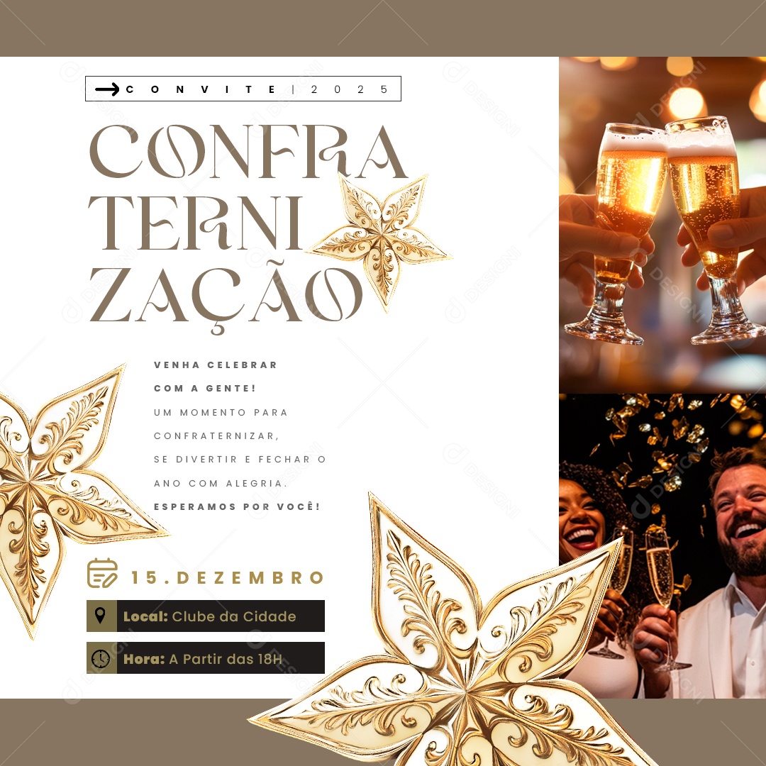 Convite de Confraternização Venha Celebra com a Gente Social Media PSD Editável