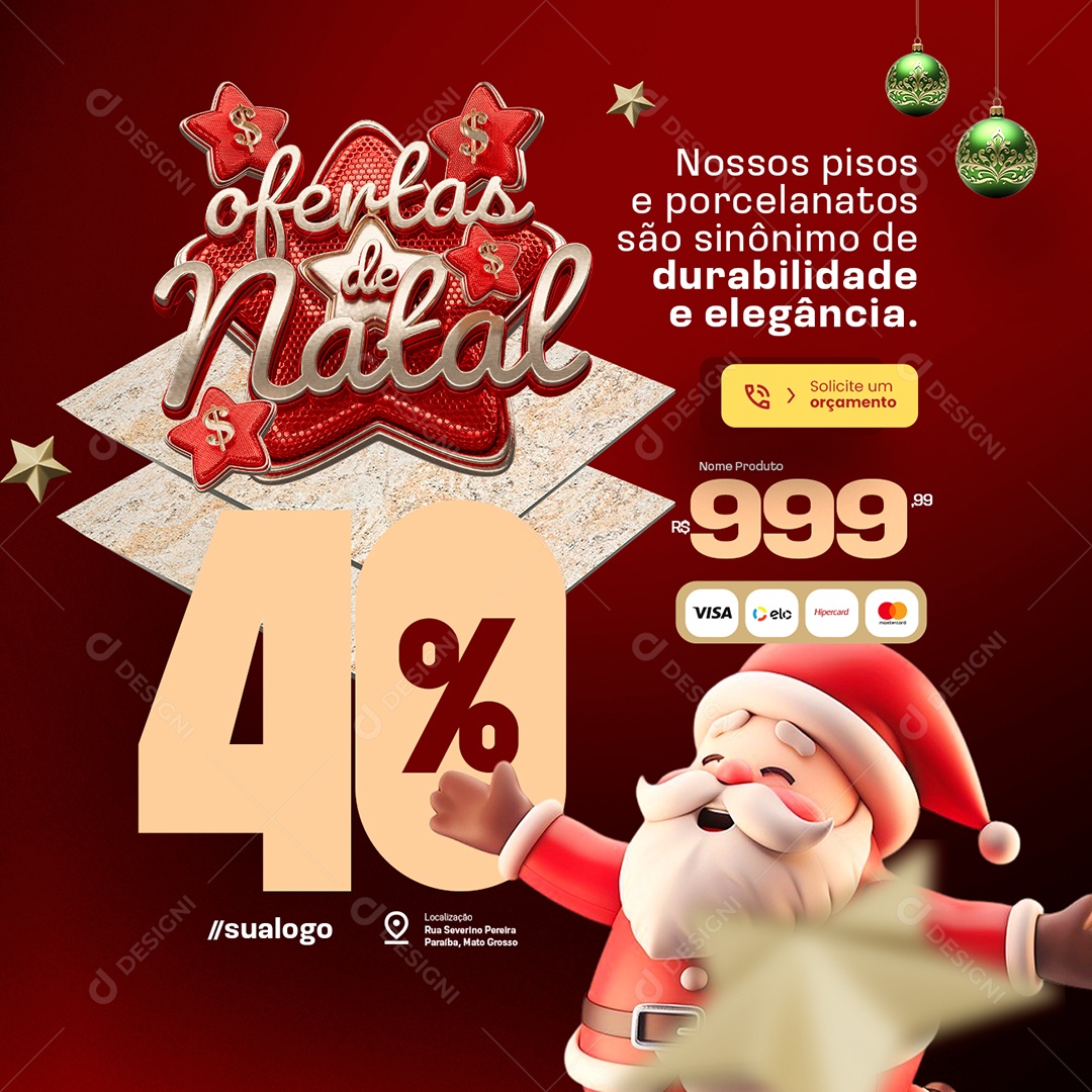 Materiais de Construção Oferta de Natal Social Media PSD Editável