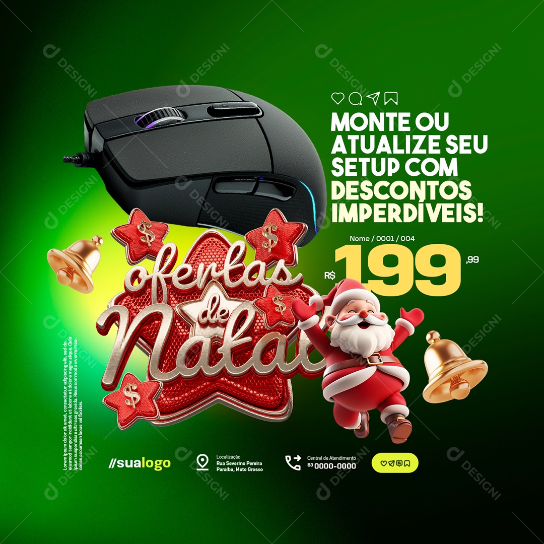 Lojas Produtos Eletrônicos Ofertas de Natal Social Media PSD Editável