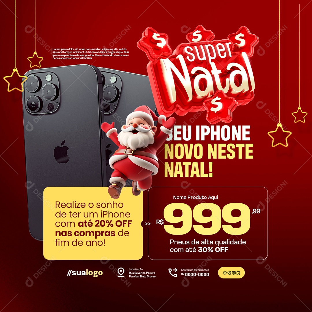Lojas Produtos Eletrônicos Ofertas de Natal Social Media PSD Editável