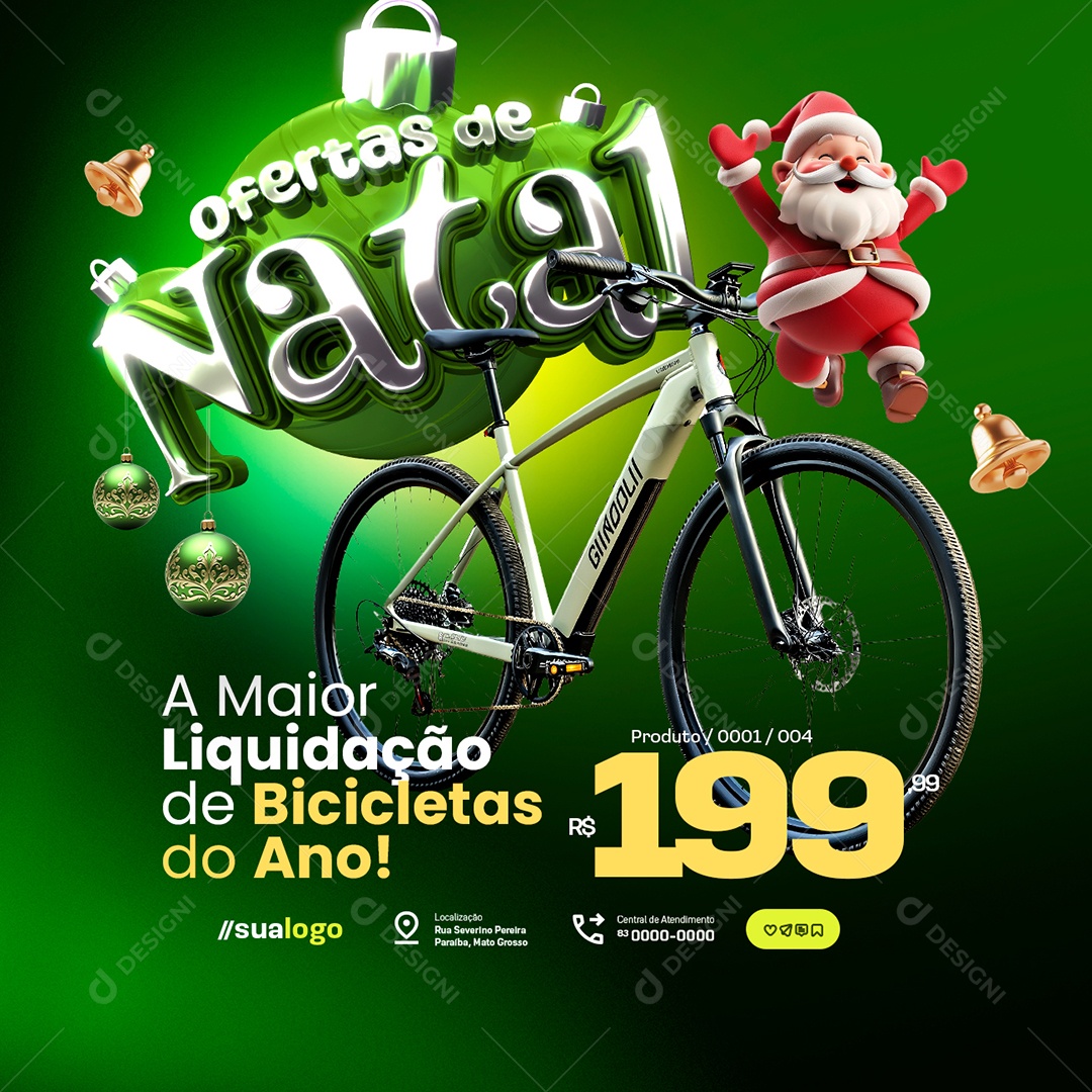 Bicicletaria Ofertas de Natal Social Media PSD Editável