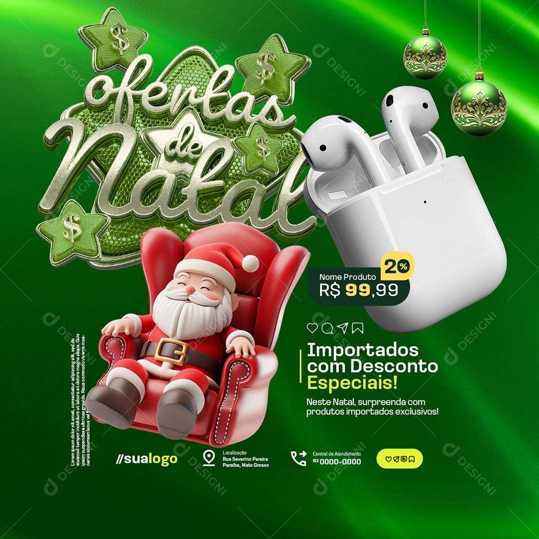 Lojas Produtos Eletrônicos Ofertas de Natal Social Media PSD Editável