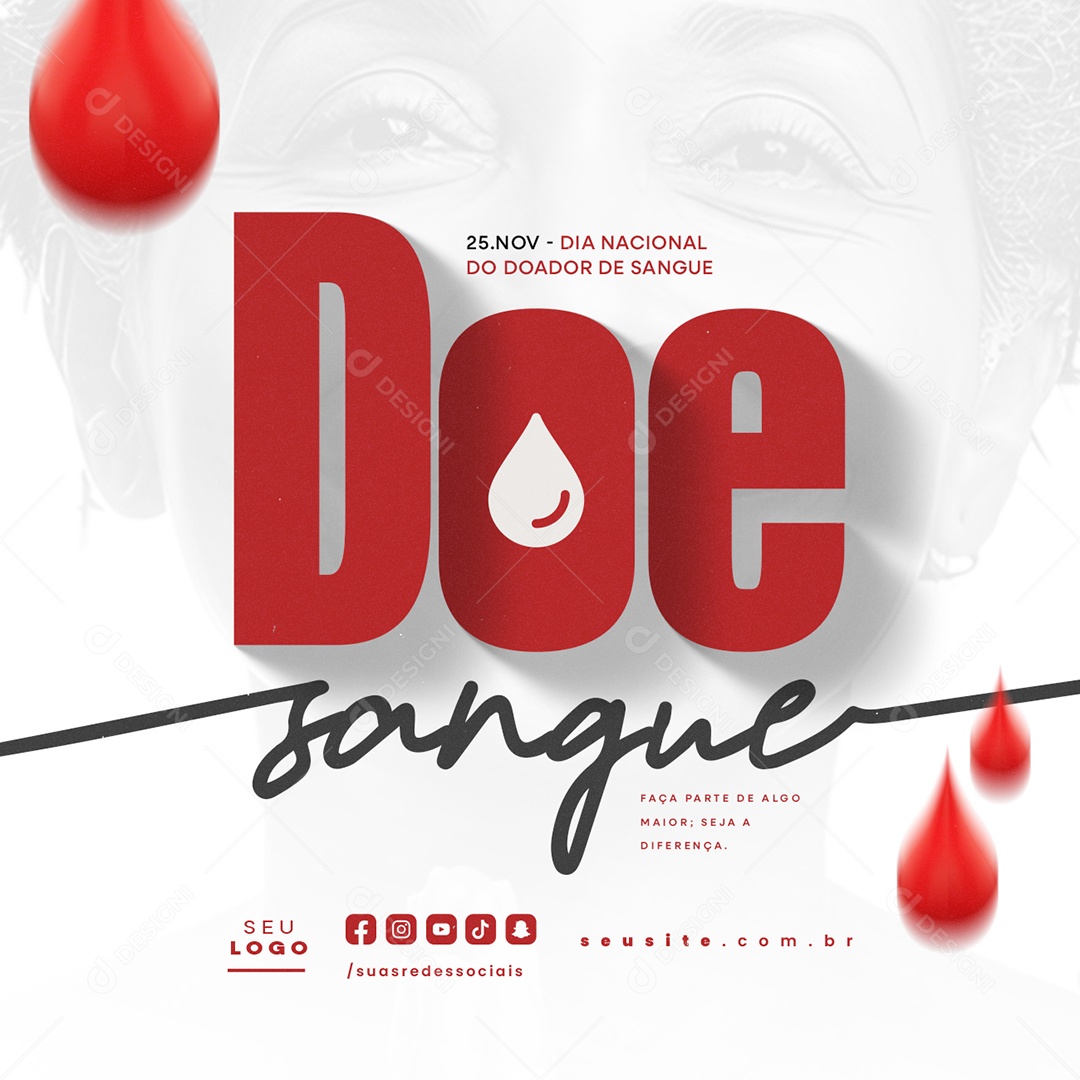Dia Nacional do Doador de Sangue 25 de Novembro Social Media PSD Editável