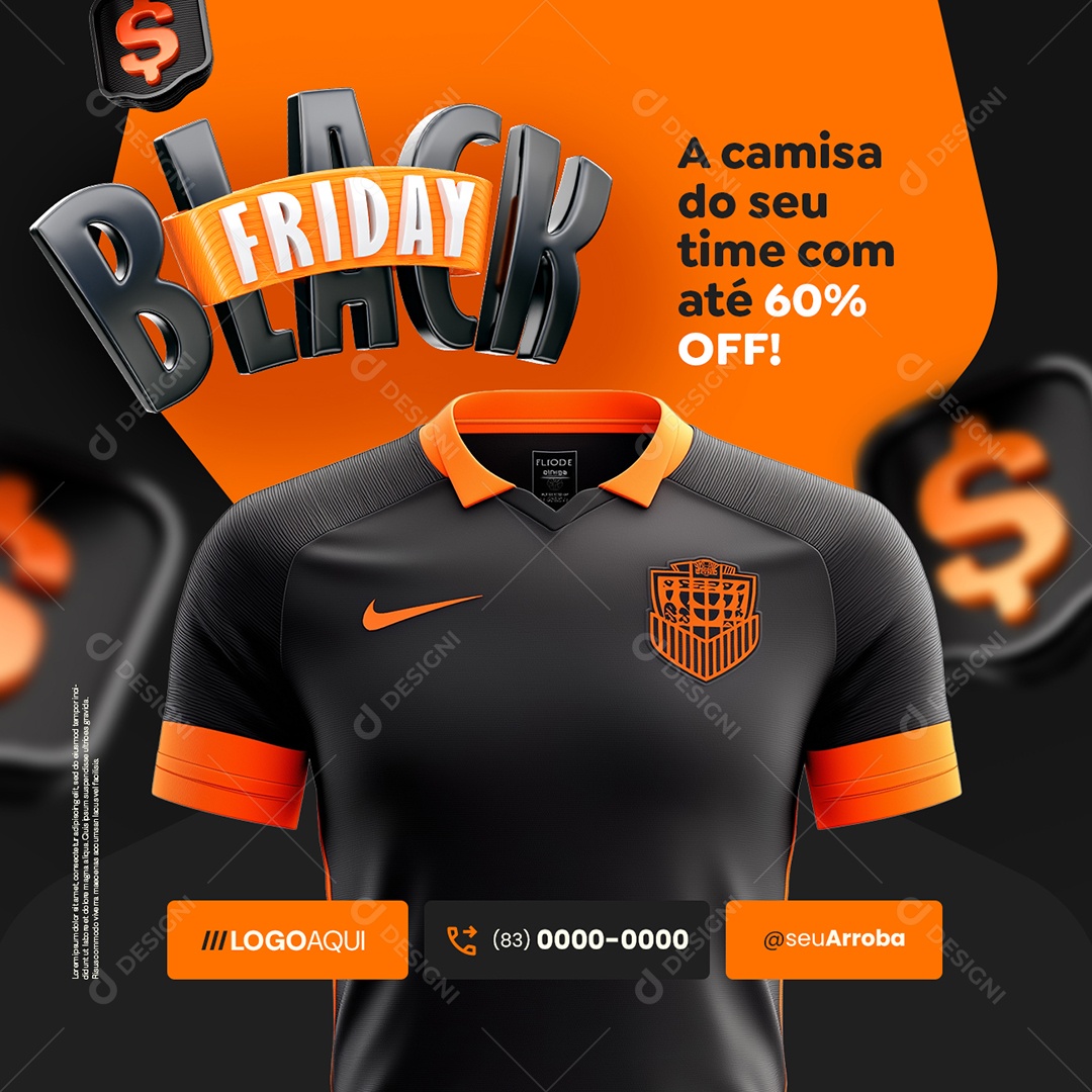 Camisas de Times Black Friday Social Media PSD Editável