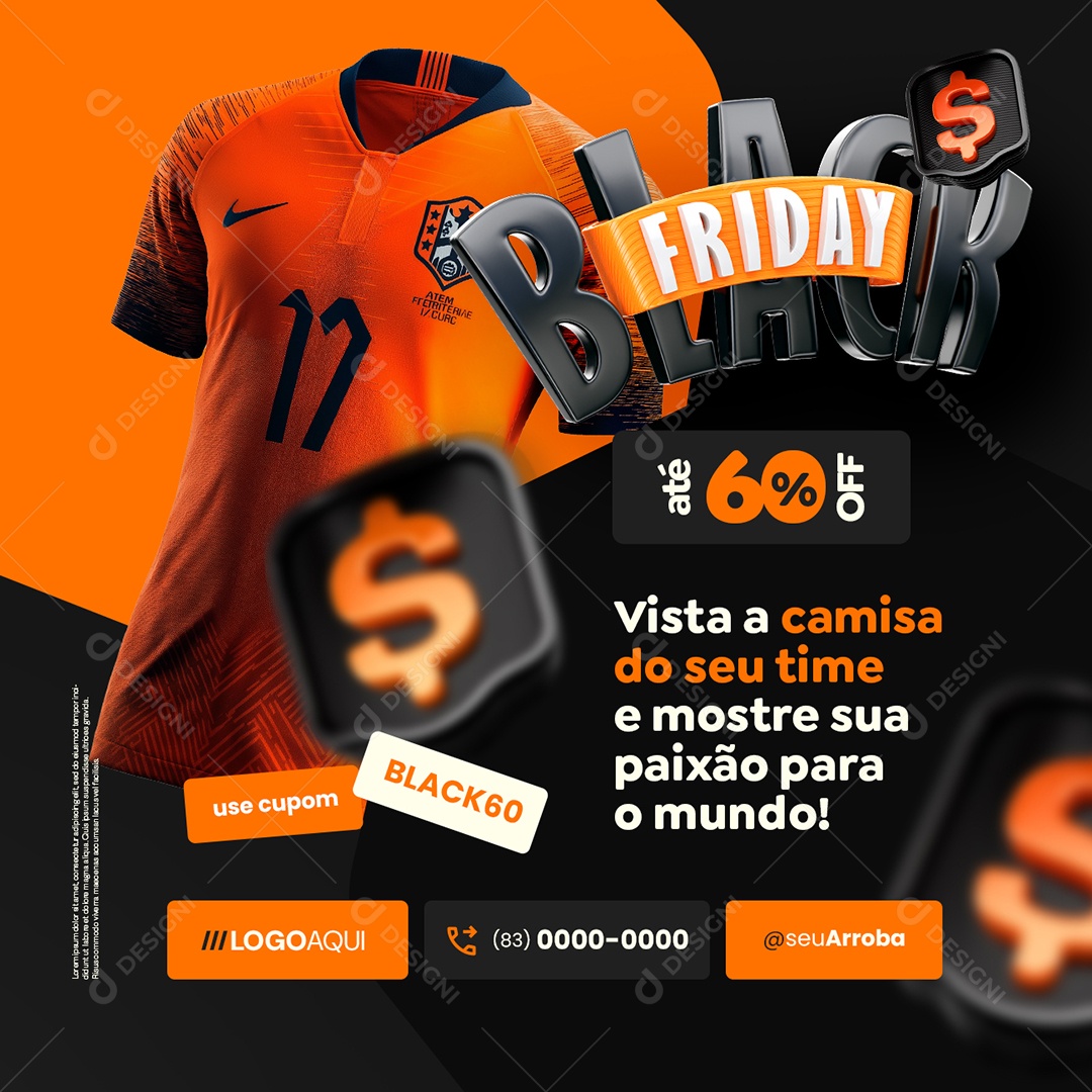 Camisas de Times Black Friday Social Media PSD Editável