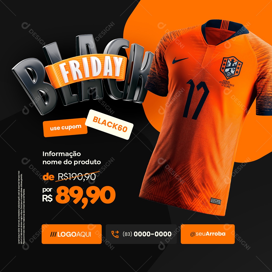 Camisas de Times Black Friday Social Media PSD Editável