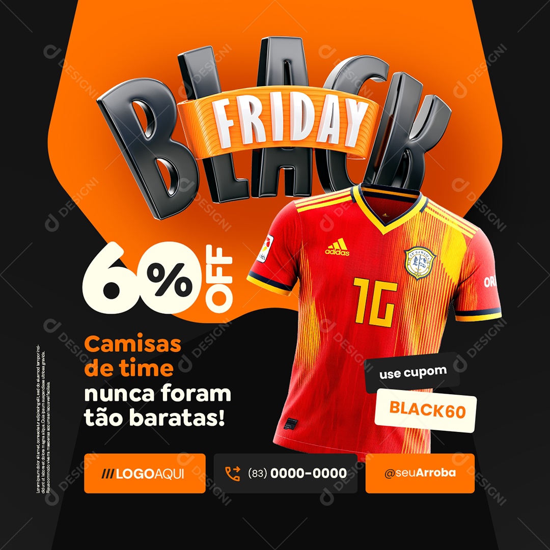 Camisas de Times Black Friday Social Media PSD Editável