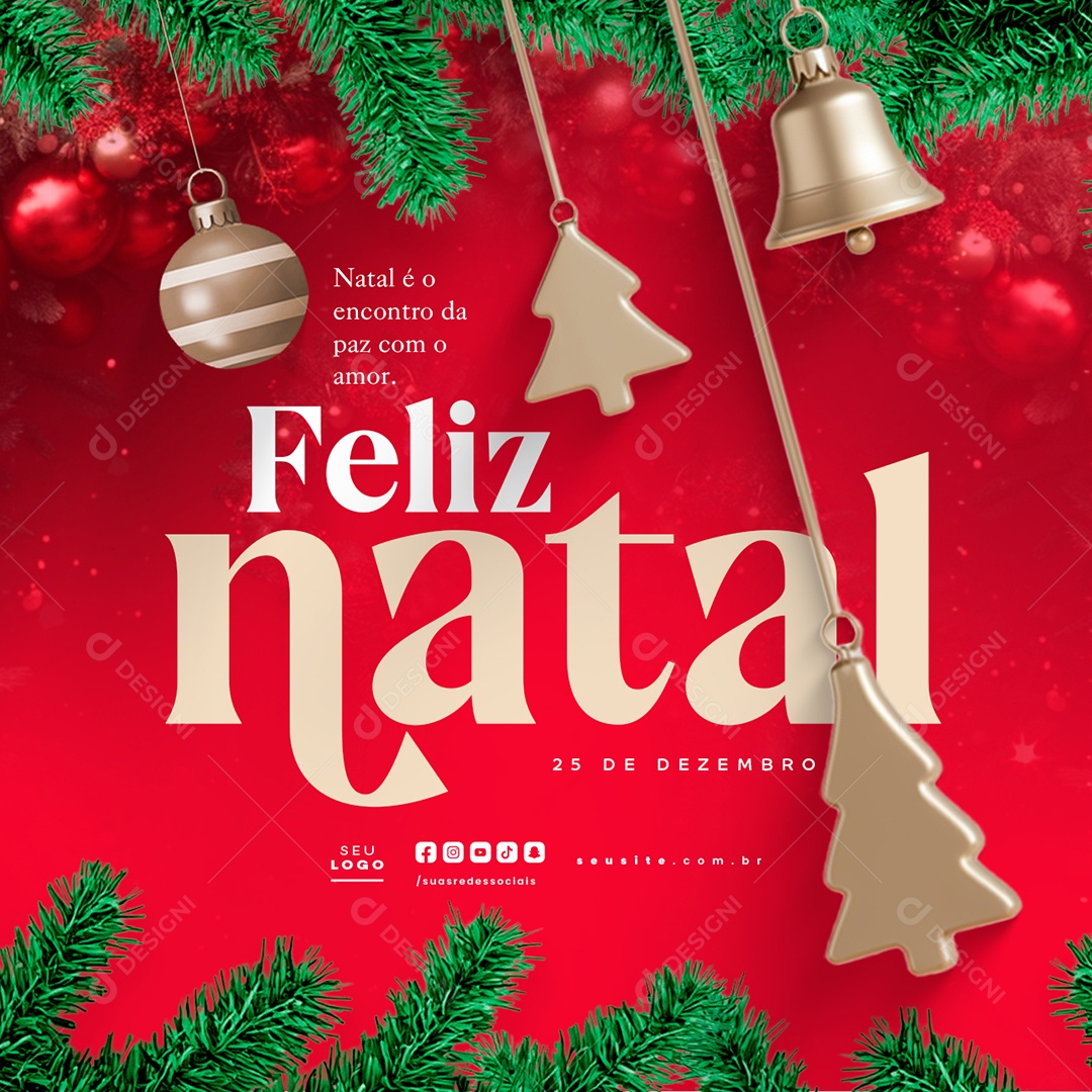 Feliz Natal 25 de Dezembro Social Media PSD Editável
