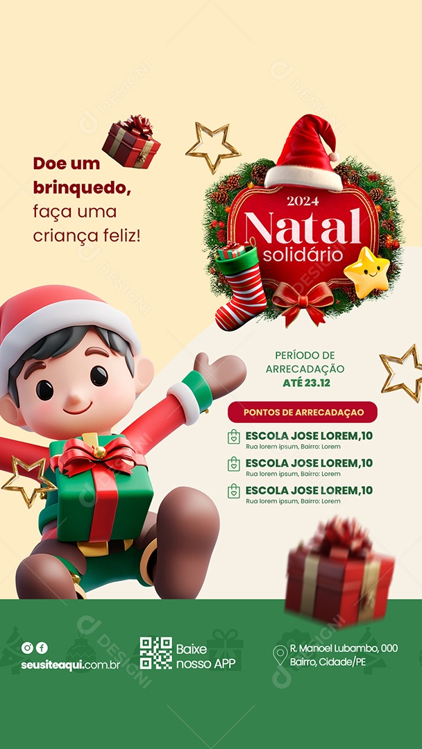 Story Natal Solidário Doe um Brinquedo Social Media PSD Editável