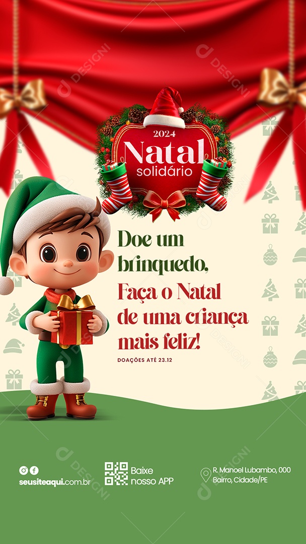 Story Natal Solidário Doe um Brinquedo Social Media PSD Editável