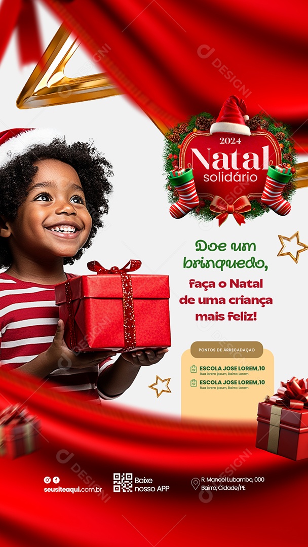 Story Natal Solidário Doe um Brinquedo Social Media PSD Editável