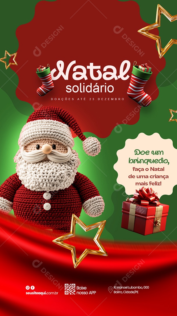 Story Natal Solidário Doe um Brinquedo Social Media PSD Editável