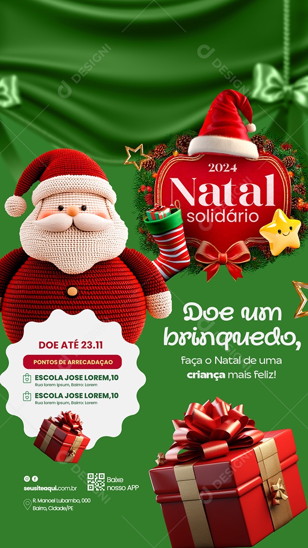 Story Natal Solidário Doe um Brinquedo Social Media PSD Editável