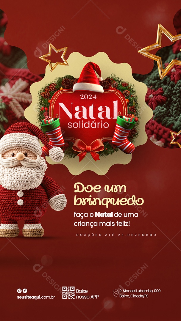 Story Natal Solidário Doe um Brinquedo Social Media PSD Editável