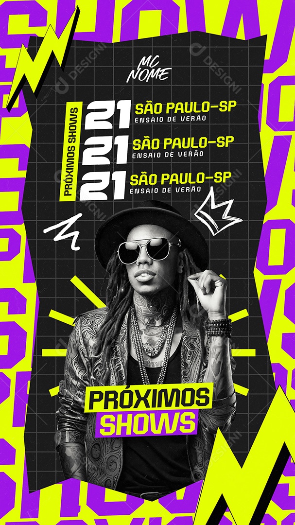 Story Próximos Shows Verão Story Social Media PSD Editável