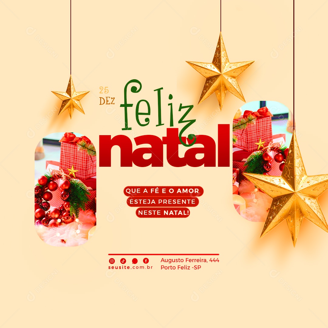 Feliz Natal 25 de Dezembro Boas Festas Social Media PSD Editável