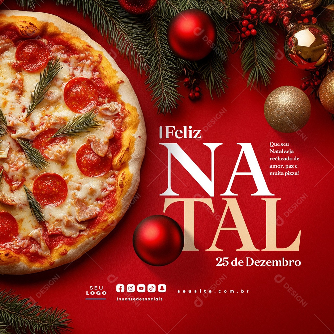 Pizzaria Que Seu Natal Seja Recheado Social Media PSD Editável