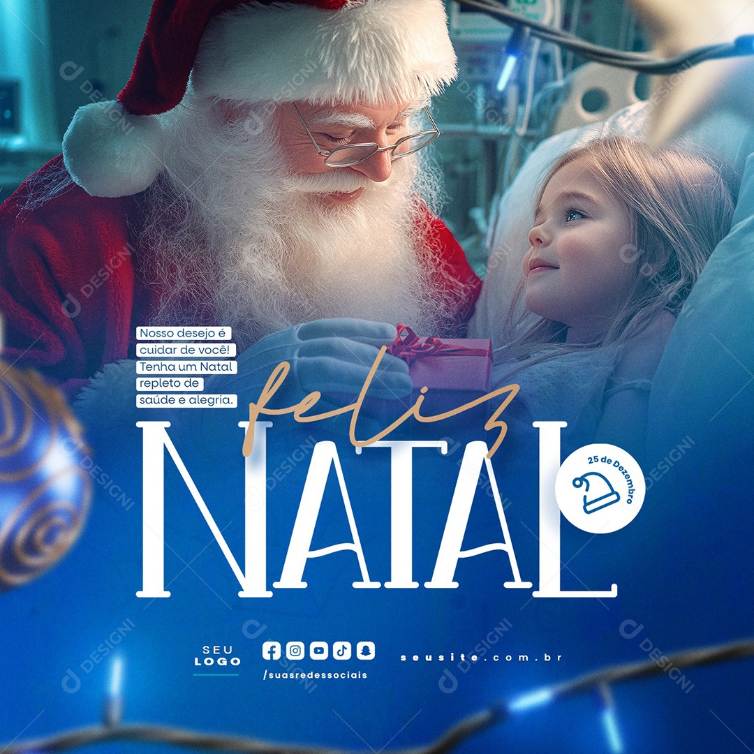 Hospital Nosso Desejo é Cuidar de Você Tenha Um Natal Repleto de Saúde Social Media PSD Editável