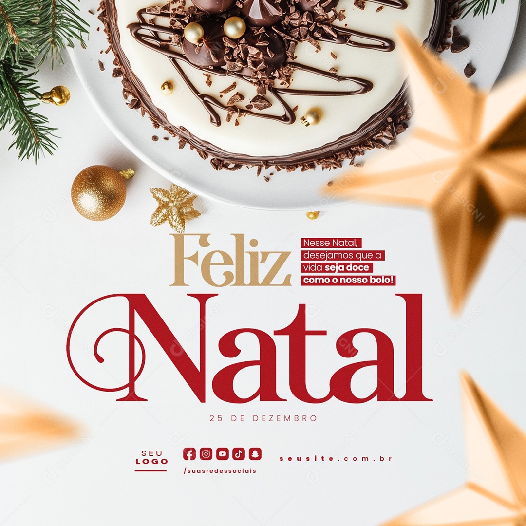 Confeitaria Feliz Natal Seja Doce Como Nosso Bolo Social Media PSD Editável