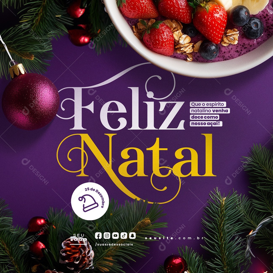 Açaiteria Feliz Natal Social Media PSD Editável
