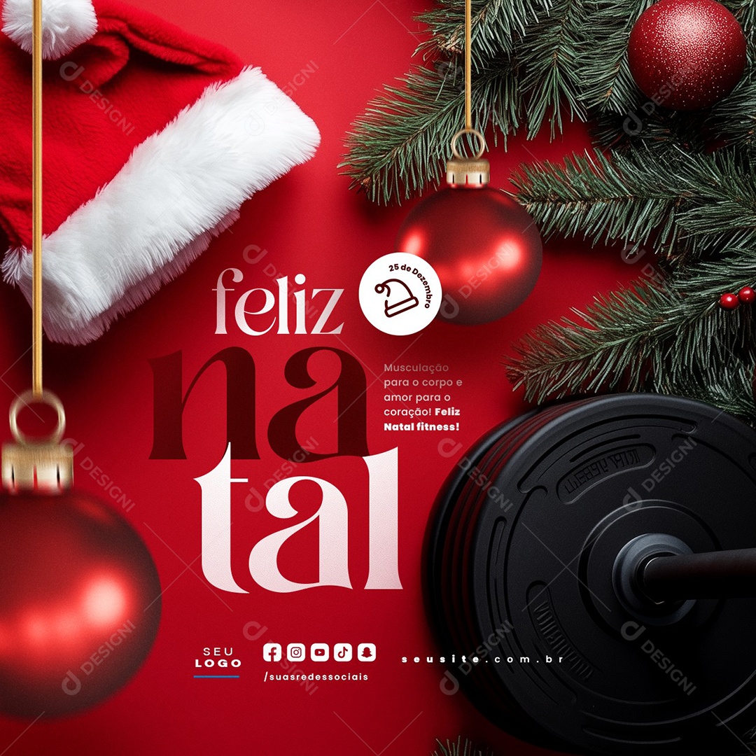 Academia Feliz Natal Social Media PSD Editável
