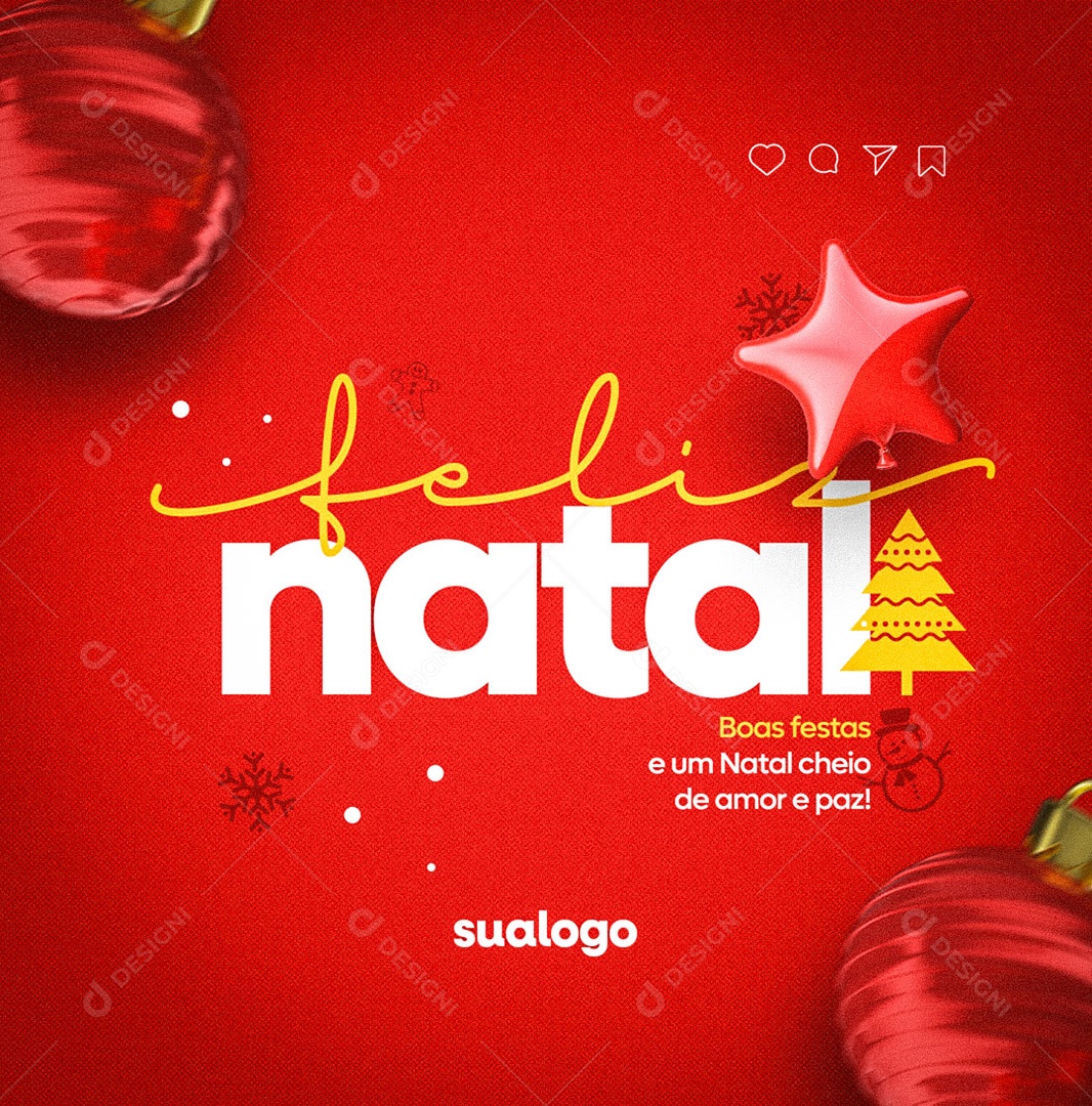 Feliz Natal 25 de Dezembro Boas Festas Social Media PSD Editável