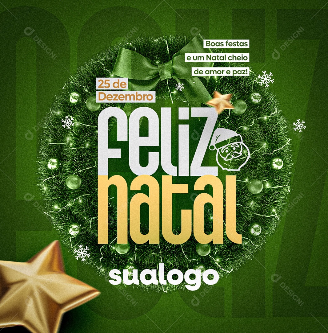Feliz Natal 25 de Dezembro Boas Festas Social Media PSD Editável