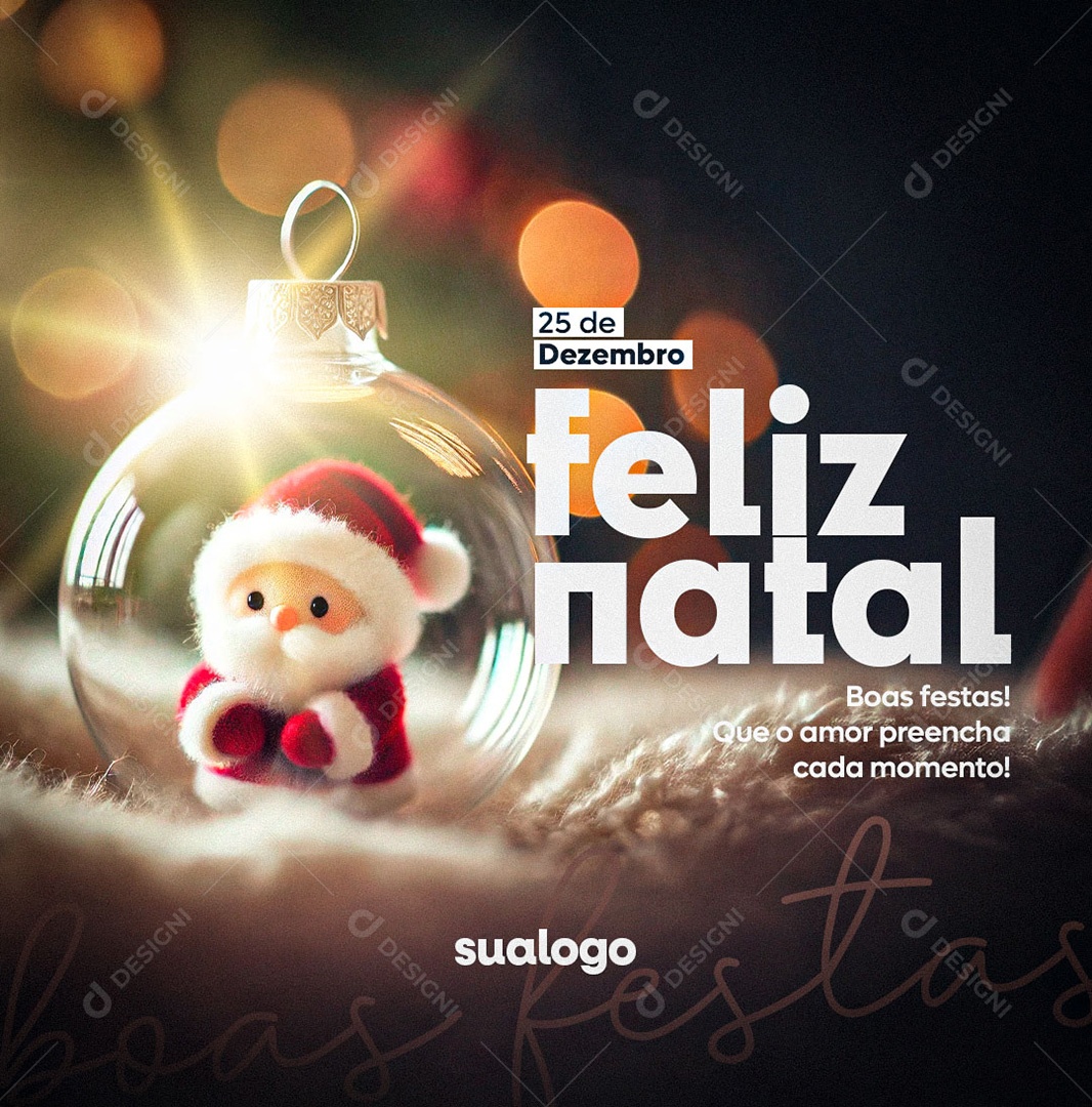 Feliz Natal 25 de Dezembro Boas Festas Social Media PSD Editável