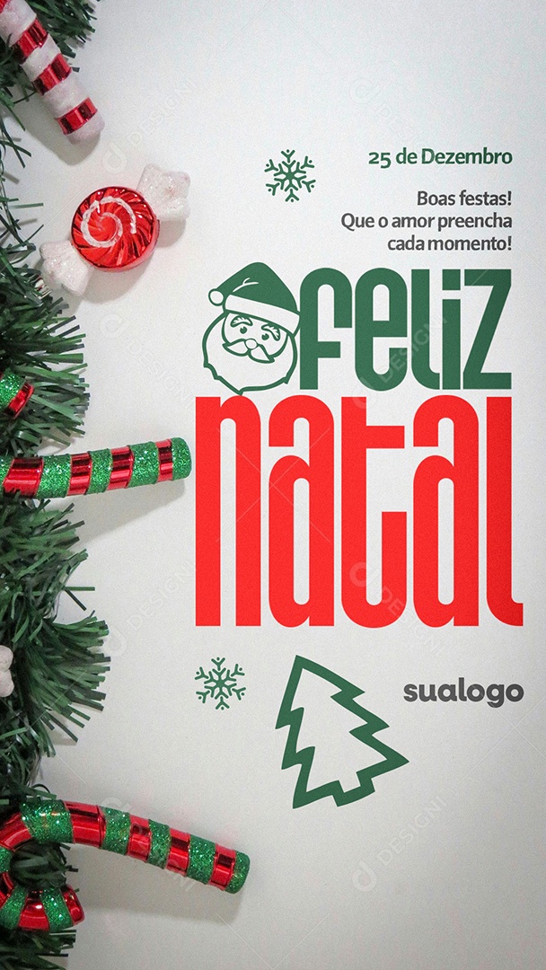 Story Feliz Natal 25 de Dezembro Boas Festas Social Media PSD Editável
