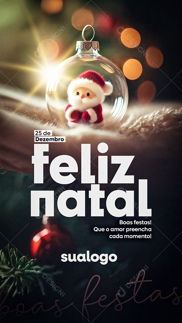 Story Feliz Natal 25 de Dezembro Boas Festas Social Media PSD Editável