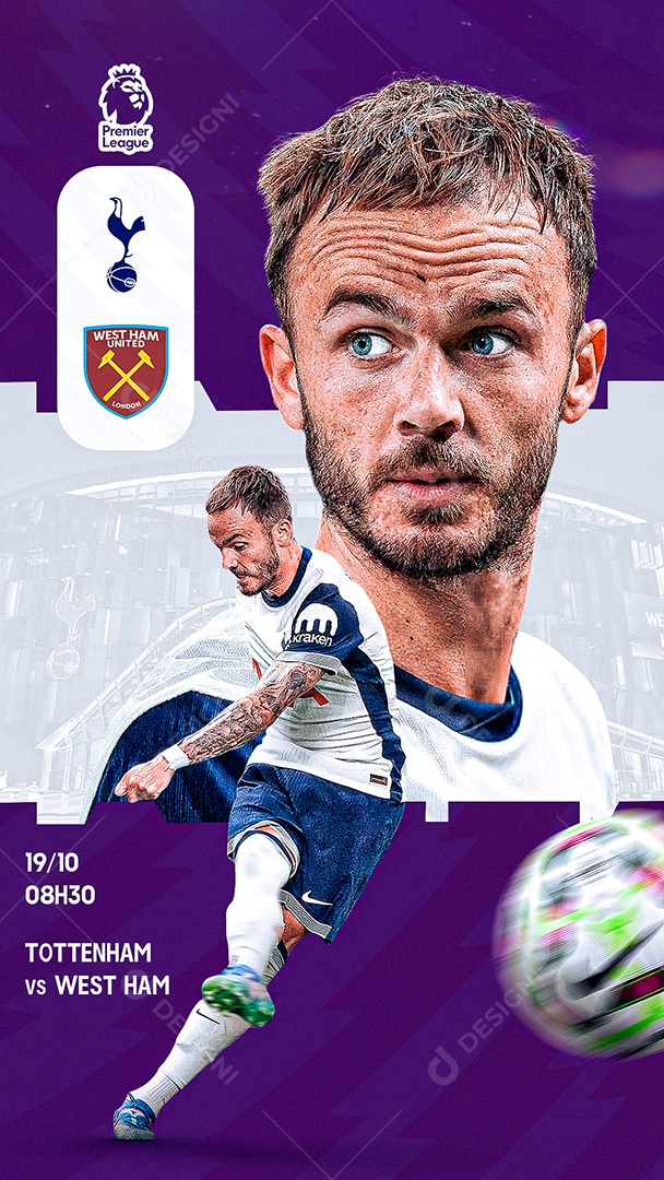 Story Flyer Tottenham x West Ham Social Mídia PSD Editável