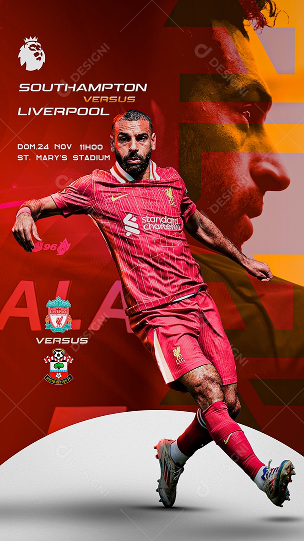 Story Flyer Southampton x Liverpool Social Mídia PSD Editável