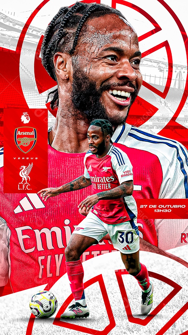 Story Flyer Arsenal x Liverpool Social Mídia PSD Editável
