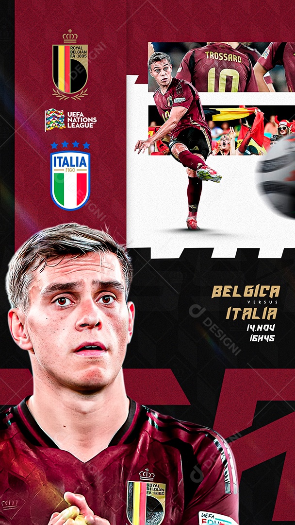 Story Flyer Bélgica x Itália Social Mídia PSD Editável