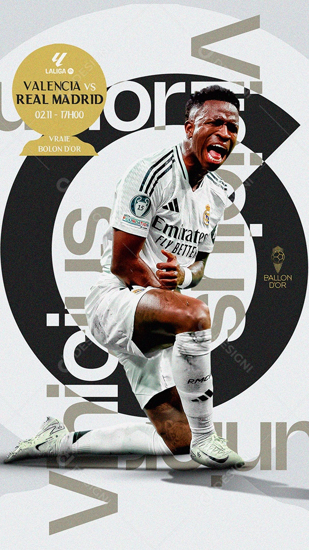 Story Flyer Valencia x FC Real Madrid  Social Mídia PSD Editável